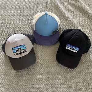 Patagonia Logo Trucker Hats in Black, Gray, and Blue